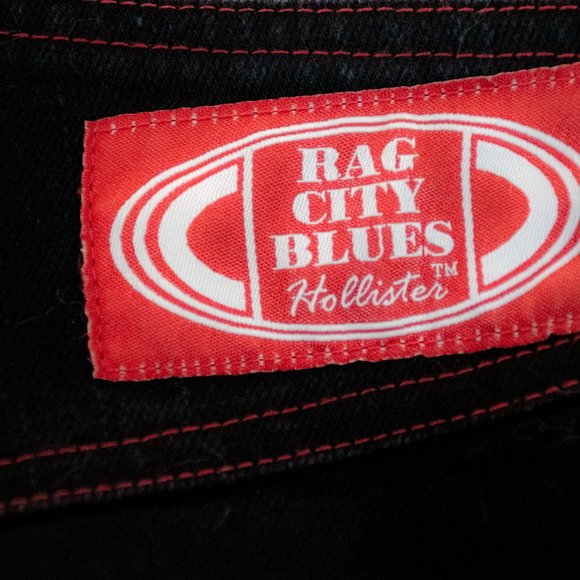 Rag City Blues Hollister,  Lace Ups, Black Denim with red lace and stitch, 7/8 - Picture 4 of 4
